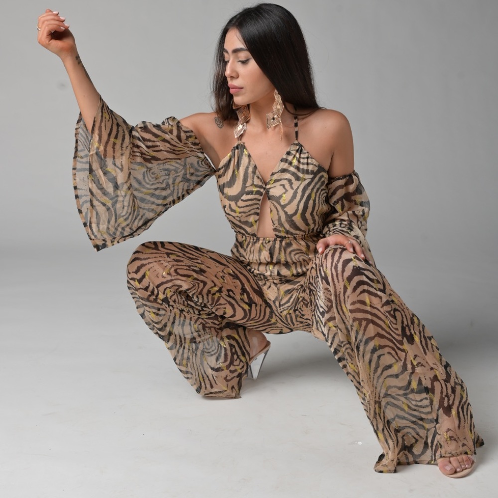 ‼️Lux Tiger Print Chiffon Jumper‼️